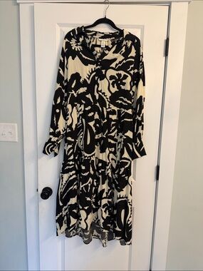 h&m viscose shirt dress Women's Black/Floral Viscose shirt dress